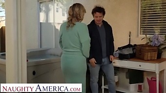Sexy American Blonde Rachael Cavalli Seduces And Fucks Repairman After Drinking Lemonade