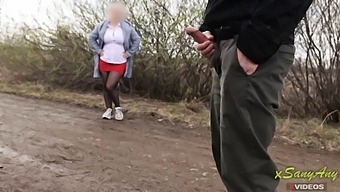 Teen With Big Tits Exposes Himself In A Public Park And Gets A Handjob From An Unsuspecting Mom, Captured On A Hidden Camera