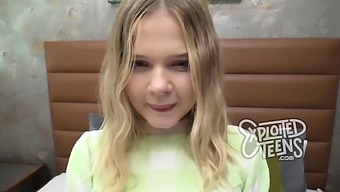 Petite Blonde With Small Tits Enjoys Giving A Blowjob In This Casting Video