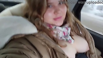 Fatty Babe With Big Boobs Pleasures Herself In The Back Seat