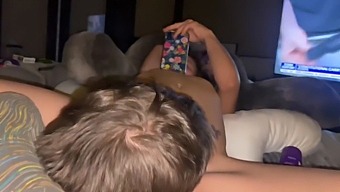 Crazy Purple-Haired Caretaker Indulges In Wild Bisexual Sex With Quad Using New Sex Toy