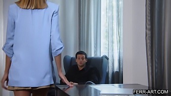 A Blonde Teacher Has Sex With Her Student On A College Dorm Bed