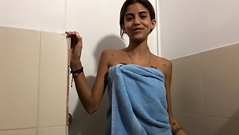 Young Latina Stepsister Catches Her Brother Masturbating And Receives His Cum On Her Face